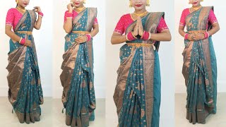 Atpoure Saree Draping For Durga puja 2022  Durga Puja Atpoure Saree Style [upl. by Aisatal]