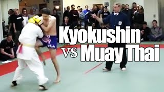 Karate Kyokushin vs Kickboxing Muay Thai [upl. by Mikahs962]