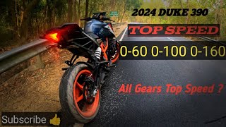 2024 New Gen 390 Duke  Top Speed  0 to 100  0 to 160  All Gears Top Speed 1st to 6th [upl. by Sirret]