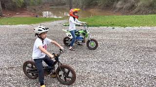 Electric Dirt Bike race 48 volt Razor SX500 vs STACYC 16e Vs 110cc quad vs Pioneer 1000 [upl. by Retsbew655]