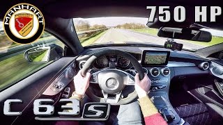 Mercedes C63 S AMG Coupe 750 HP MANHART 311 kmh AUTOBAHN POV by AutoTopNL [upl. by Schlenger]