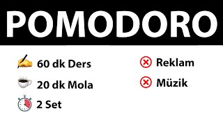 Pomodoro Tekniği  60 dk Ders 20 dk Mola 2 Set  Reklamsız  Müziksiz [upl. by Ienttirb]