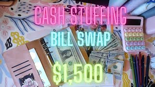 CASH STUFFING W BILL SWAP 🤗 1500 SAVING TO PAY OFF DEBT [upl. by Rehpinej]