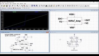 DC analysis of an Differential Amplifier circuit using LTspice and BSIM model [upl. by Brezin849]