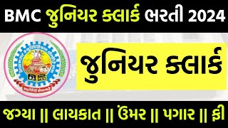 BMC Junior Clerk Bharti 2024  BMC Clerk Recruitment 2024  Bhavnagar Municipal Corporation Bharti [upl. by Winchester760]