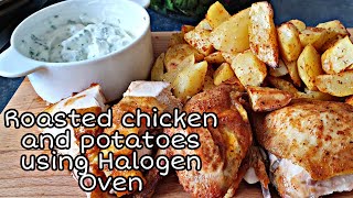 Roasted chicken and potatoes in Halogen Oven chicken country potatoes with salad recipe [upl. by Fan]