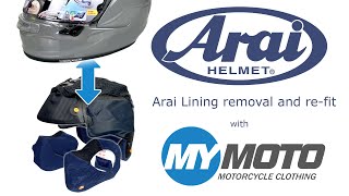 Arai Helmet  Lining removal and refit [upl. by Lrigybab]