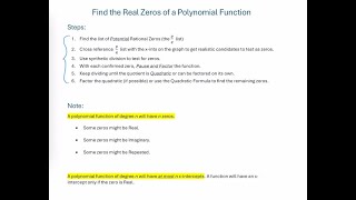 Steps to Find Zeros of Polynomial Function [upl. by Ahsinawt]