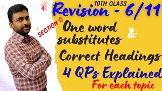 CORRECT HEADINGS amp ONE WORD SUBSTITUTES REVISION with Previous Question Papers JEELENGLISH [upl. by Cloots988]