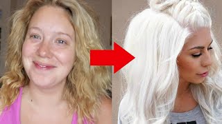 From Yellow to WHITE HAIR in under 10mins No Bleach No Damage [upl. by Anoo]