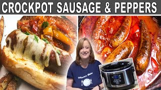 CROCKPOT ITALIAN SAUSAGES AND PEPPERS  Perfect for a Hoagie Sandwich or Served over Pasta [upl. by Ardekal]