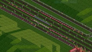 OpenTTD Heavy Train Traffic [upl. by Naziaf408]