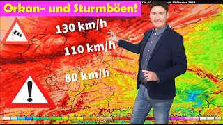 ACHTUNG Alarmstufe ROT Sturmwarnung Schwere Sturmböen und Orkanböen Dauerregen Milder Märzstart [upl. by Julissa]