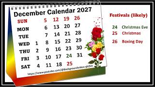 December Calendar 2027 decembercalender2027 [upl. by Namara420]