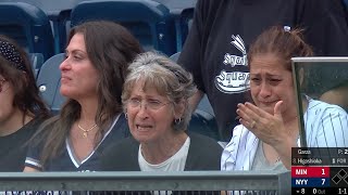 Bronx native Andrew Velazquez hits first homer in NY amp brings family to tears [upl. by Eanrahs576]