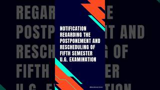 Notification Fifth Semester UG Exam Postponement  Calicut University  November 2024 [upl. by Notyalk]