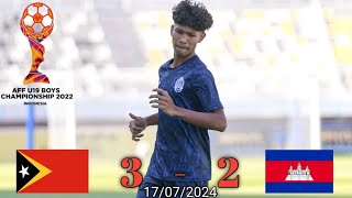 Timor Leste U19 vs Cambodia U19 17072024 ASEAN U19 BOYS CHAMPIONSHIP 2024 [upl. by Hadley]