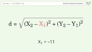 Find the distance between two points p1 1118 and p2 2912 StepbyStep Video Solution [upl. by Ylicic]