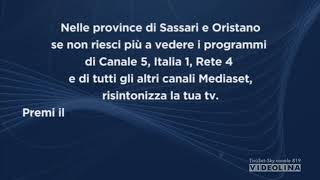 VIDEOLINA  Avviso di cambio frequenza per i canali Mediaset in Sardegna Gennaio 2020 [upl. by Glen]