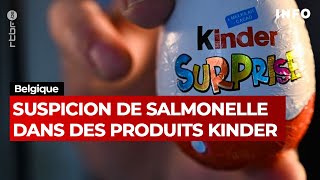 Salmonelle dans des produits Kinder rappel des chocolats fabriqués en Belgique  RTBF Info [upl. by Ahsanat474]