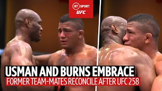 Usman and Burns embrace after UFC 258 Respect between former teammates following Usman win [upl. by Xino]