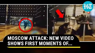 Moscow Attack New Video Shot By Survivor Shows Gunshots People Running Hiding Behind…  Russia [upl. by Marieann]