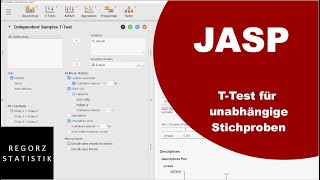 JASP Tutorial deutsch TTest für unabhängige Stichproben mit WelchTest MannWhitneyUTest [upl. by Nnylassej866]