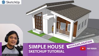 SketchUp Tutorial Build Simple House with Explanation [upl. by Dew]