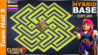 BEST TH8 Base HYBRIDTROPHY with Link 2020 COC TH8 Base Design DEFENSE  Clash of Clans [upl. by Hakkeber895]