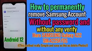 How to permanently remove Samsung Account Without password and without any verify [upl. by Uda363]