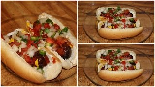 Bacon wrapped hot dogs Cooking with Herandi [upl. by Erny592]