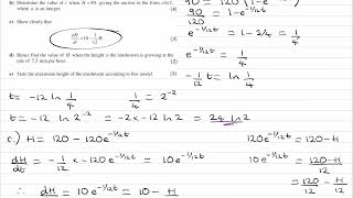 Exponentials amp Logarithms Exam Questions  A Level Maths  Edexcel Pure Year 1  Q18 level 3 [upl. by Fleurette]