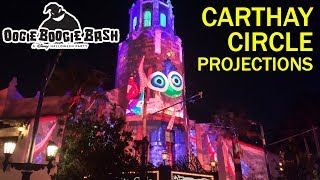 Carthay Circle projection shows during Oogie Boogie Bash at Disney California Adventure [upl. by Anerec885]