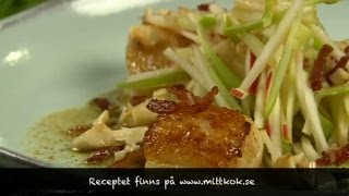 Mitt kök Halstrade pilgrimsmusslor med bacon och äppelsallad  TV4 [upl. by Amihc]