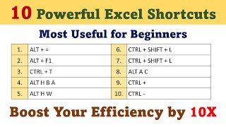 10 Powerful Excel Shortcuts  Boost Efficiency by 10X  Learn Microsoft Excel Shortcuts [upl. by Eseenaj]