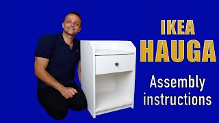 IKEA HAUGA Bedside table Assembly instructions  StepbyStep Guide [upl. by Refinnaej]