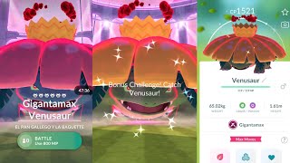 First Ever✨️Shiny Gigantamax Venusaur Raid in pokemongo [upl. by Isabeau444]