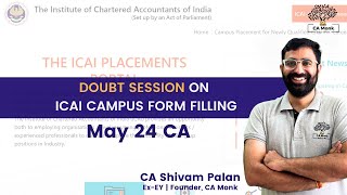 ICAI Campus Placement Form May 24 Doubt Solving Session  ICAI Campus Placement May 24 [upl. by Berny]