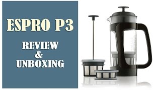 Espro P3 Review and Unboxing Coffee Press with Thick amp Durable SchottDuran Glass Carafe [upl. by Gnahk]