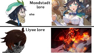 Mondstadt lore vs Liyue lore [upl. by Noemis]