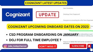 COGNIZANT ONBOARD UPDATE  JANUARY  GENC  CSD PROGRAM  FULL TIME EMPLOYEE  2022 BATCH [upl. by Erlond778]