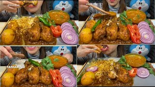 steela ASMR eating chkien leg pice with rice mukbang [upl. by Madella]