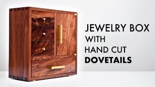 Walnut Jewelry Box with Hand Cut Dovetails 💎 How To  Woodworking [upl. by Airreis168]