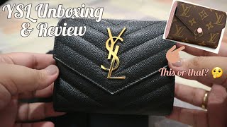 Saint Laurent Monogram Trifold Wallet Unboxing amp Review  LV Victorine look a like  How I pack  PH [upl. by Linea]