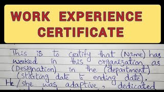 Experience Certificate Work Experience Letter experiencecertificateformat workexperience [upl. by Vigen]