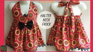 Halter Neck Baby Frock Cutting and Stitching [upl. by Wieche965]