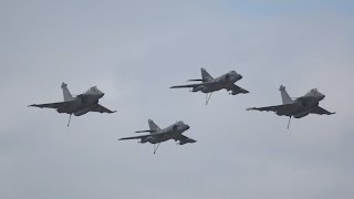 2 Dassault Super Etendard and 2 Rafale M Flypast French NAVY at RNAS Yeovilton Air Day 2015 [upl. by Tod]