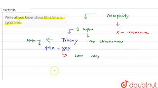 Write all you know about Klinefelters syndrome  12  PRINCIPLES OF INHERITANCE AND VARIATIO [upl. by Nobe226]