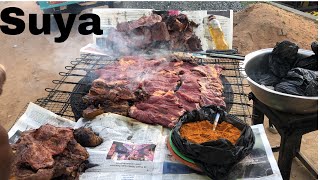 HOW BEEF SUYA IS MADE KEBAB TSITSINGA GHANAIAN STREET FOOD [upl. by Shermie]