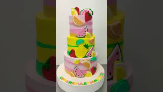 fruit birthday cake theme fondant cake decorating chefbaker cake youtubeshorts cakedecorating [upl. by Fortna]